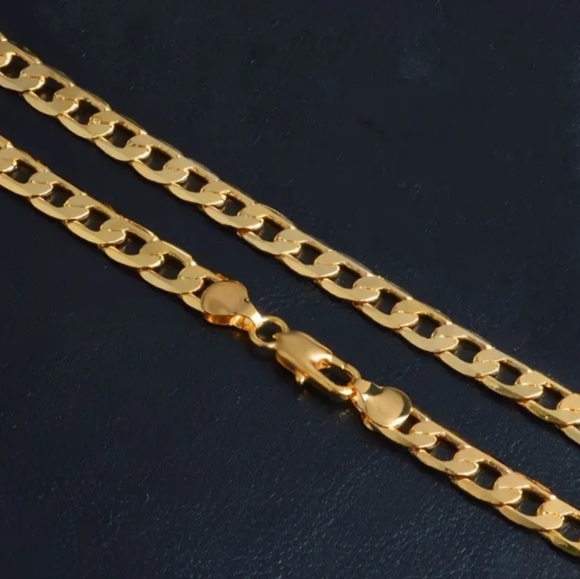 18k Gold Plated Cuban Chain for Men and Women Necklace Jewelry - Picture 4 of 8